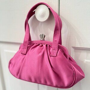 Pink Satin Evening Bag with Rhinestone Clasp